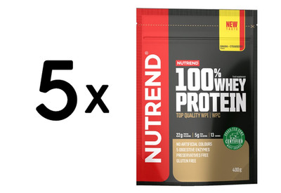 5 x Nutrend 100% Whey Protein, Banana + Strawberry - 400g (55,00 EUR/kg)
