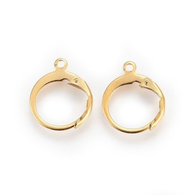 100x Gold Stainless Steel Leverback Earring Findings w/ Loop for Earrings Making