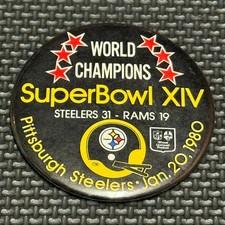 Vintage NFL Super Bowl XIV WORLD CHAMPIONS PITTSBURGH STEELERS JUMBO Pin Button