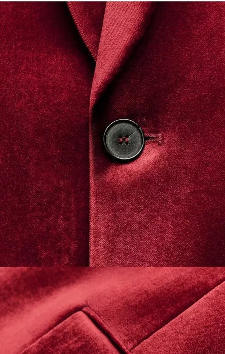 Zara Red Velvet Tailored Blazer ZW Collection Size M Ref 9433 885 image 6