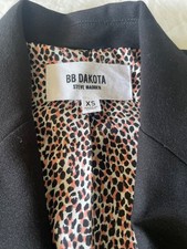 BB Dakota Black Blazer Leopard Print Lining