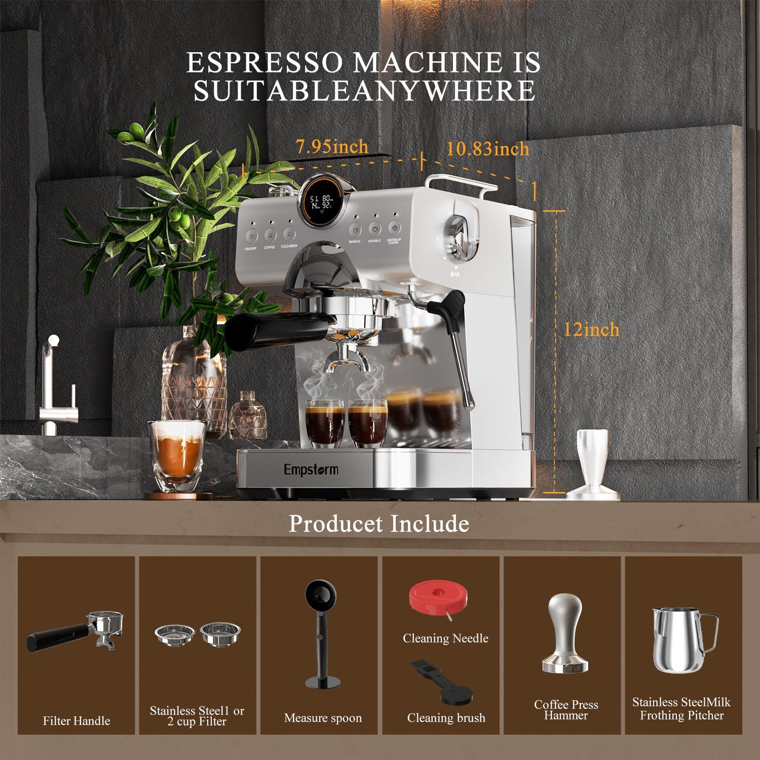 20 Bar Espresso Machine with Cold Brew, Professional Expresso Machines for home