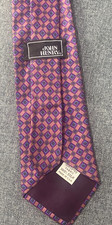 VTG John Henry 100 Silk Tie Imported Made In USA Pink Geometric Foulard EUC