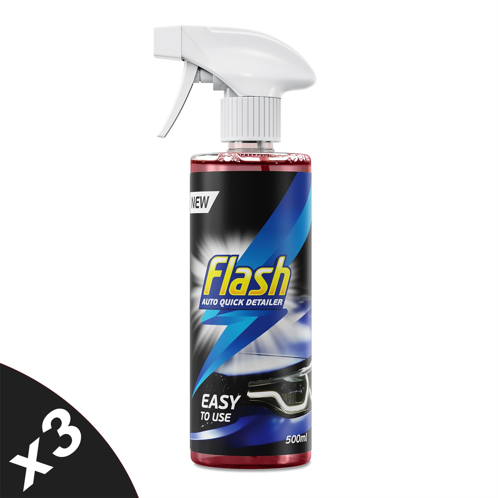 FLASH Quick Detailer Spray Car Cleaner Protects & Restores Paint 3x500ml
