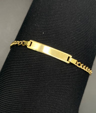 14k Sold Itallian Gold Baby/Kids Bracelet With FREE Engraving, Curb Link Chain