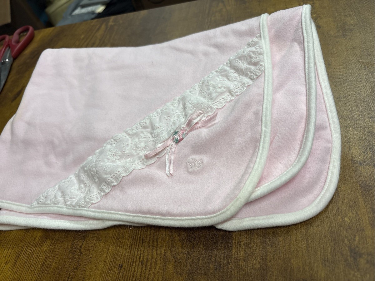 ディオール　ベビーピンク　ブランケット Vintage Limited Edition Baby Dior Cotton Baby Blanket Pink- small