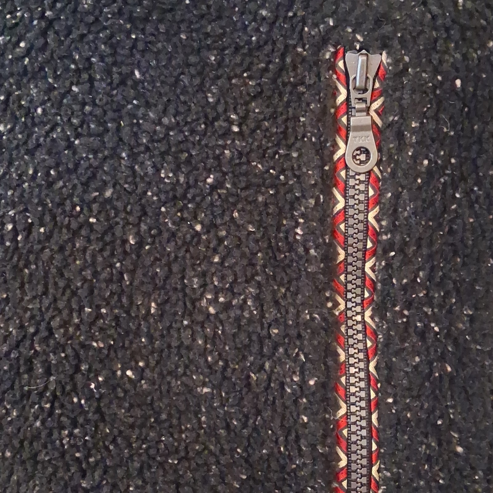 Tsunami Patterned Trim Zip Pullover Jacket Black … - image 4