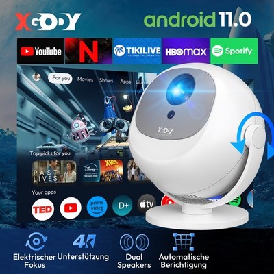 XGODY 4K Beamer Projektor Android 11.0 WiFi Bluetooth Heimkino Tragbar HDMI USB