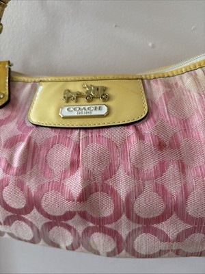 COACH Signature Mini Pouch Shoulder Bag Canvas Leather Pink | eBay