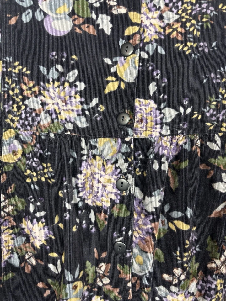 Mono mameluco vintage de pana floral negro talla pequeña de Laura Ashley para mujer Foto 3 de 4