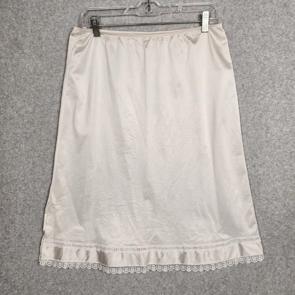 Falda de encaje de nailon blanca grande vintage Sears medio slip para mujer EE. UU. 90 Foto 3 de 4