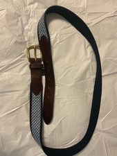 Vineyard Vines Blue Whale Ribbon Dark Brown Leather Belt 44