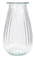 Inna-Glas Glas Blumenvase Dorita Mit Rillen, Klar, 21 Cm, Ø 13 Cm
