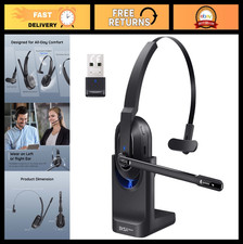 Wireless Bluetooth Headset with Noise Cancelling Mic, Fast Charging, 45Hrs Batte