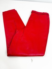 VTG Red Leather Argentina Pants Actual Size 24x27 High Rise Taper Leg EUC