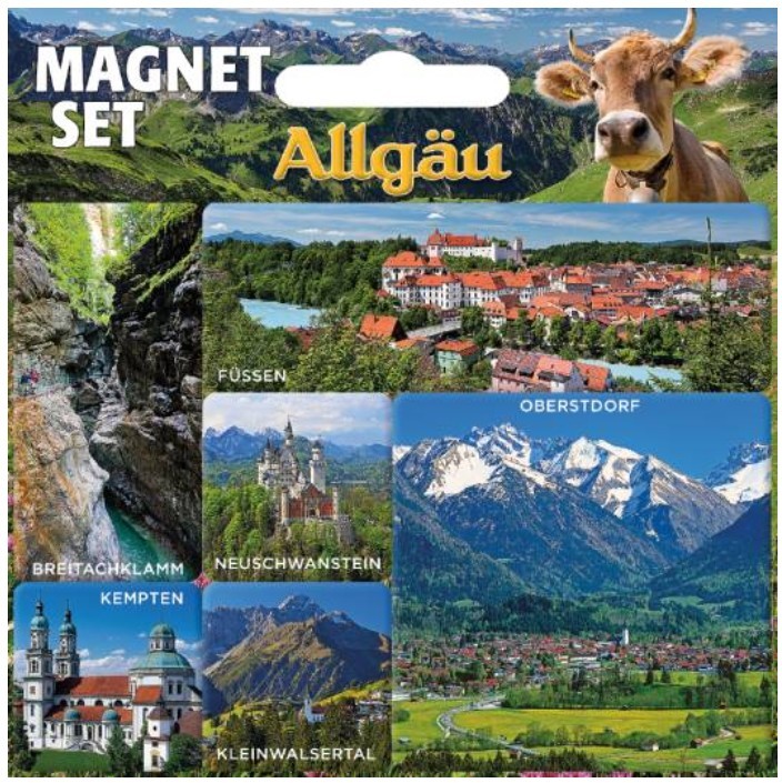 Allgäu magnet set souvenir Oberstdorf Kempten Füssen Neuschwanstein Kleinwalsert