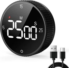 Rechargeable magnetic kitchen timer with loud alarm function