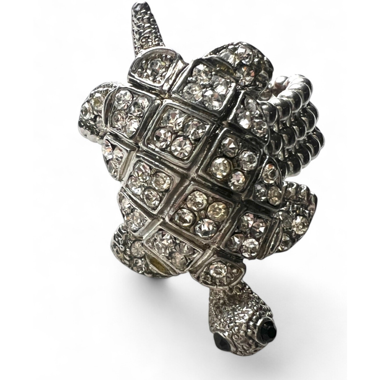 Turtle Stretch Ring Clear Crystal Rhinestone Silv… - image 2