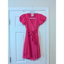 Love Daisy Pink Wrap Dress Puff Sleeve Linen Blend Mini Dress Barbiecore Summer
