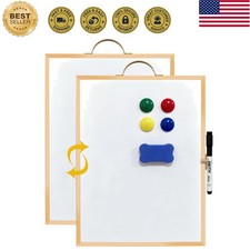 Small White Board,16"X12"Portable Aluminum Frame Whiteboard, Magnetic Double ...