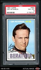 1967 Topps #387 Cap Peterson Senators DOUBLE-PRINT PSA 8 - NM/MT