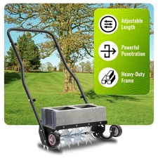 22'' Heavy Duty Push Spike Aerator Rolling Lawn Aerator For Garden & Yard Grass