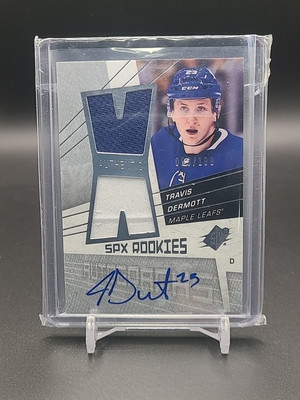 2018-19 UD SPx Roookie Jersey Auto Travis Dermott /199 Toronto Maple Leafs 