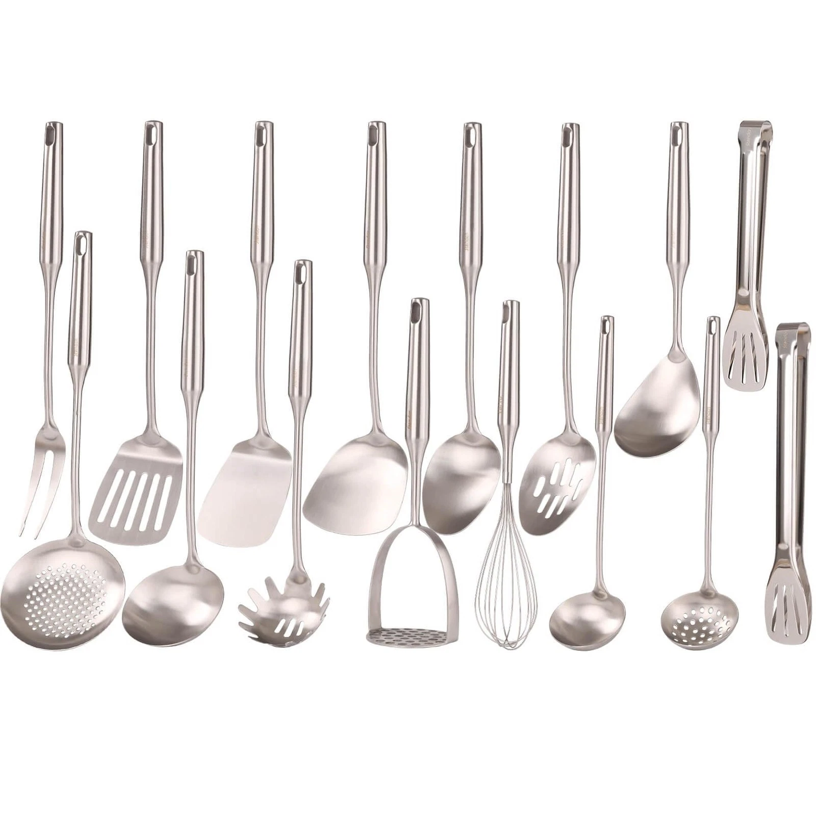 18/10 Stainless Steel Cooking Utensils Set - 16 PCS All Metal Small & Large K...