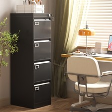 4 Drawer Metal File Cabinet with Lock, Vertical Filing Cabinets for Office New