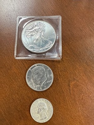 2012 eagle 1971 Kennedy half 1964 silver quarter