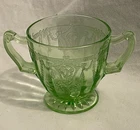 Vintage Uranium Depression Glass Green Hocking Cameo "Ballerina" Sugar Bowl