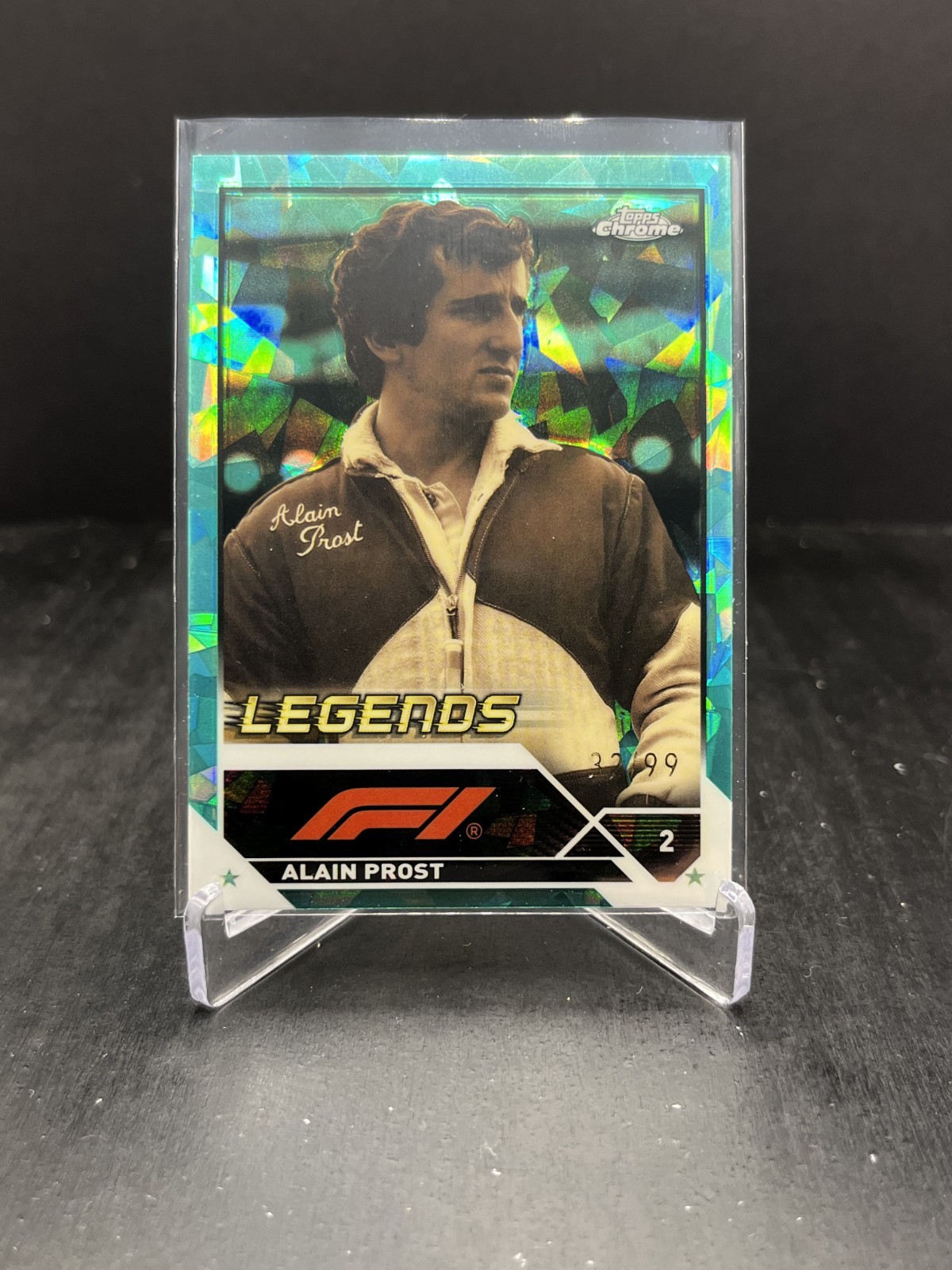 2023 Topps Chrome Sapphire Formula 1 F1 Alain Prost Legends Aqua 32/99 #196