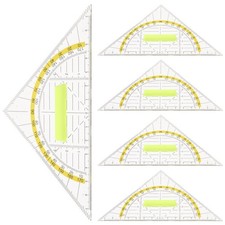 5 Pcs Plastic Measuring Rulers Geometry Triangle Drawing Tools Set for Office