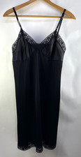 Vtg Vanity Fair Black Slip Nylon Lace Trim Size 38 USA Made