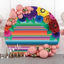 6.5x6.5ft Mexican Fiesta Theme Round Backdrop Carnival Party Decor Props