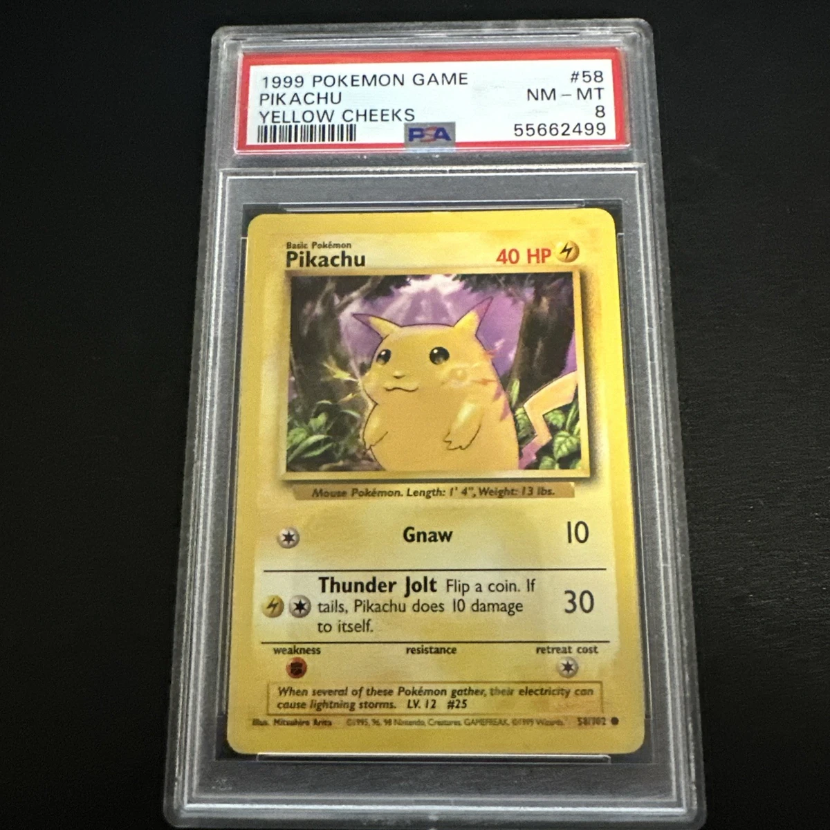 Pokémon TCG Base Set Pikachu Grade 8 Individual Collectible Card