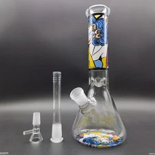 10 Inch Bubbler Water Pipe - Colorful Print Glass Bong for Cool Smoking