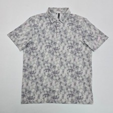 Adidas Mens Golf Polo Shirt Grey Pink Abstrac...