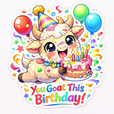 Cute Farm Animal Birthday Stickers Set Kawaii Goat Pig Cow Duck Alpaca Emu Duck
