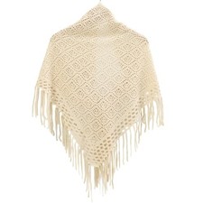 Knit Shawl with Tassels Fashion Scarf Multifunctional Neck Wrap Beige