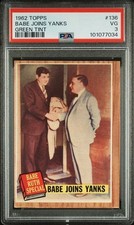1962 TOPPS GREEN TINT #136 BABE JOINS YANKS PSA 3