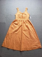 Old Navy Women Maxi Dress L Orange Fit & Flare Ruffle Strap Smocked Waist Boho