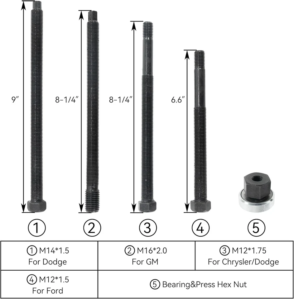 Комплект для установки гармонического балансировщика HFS(R) 5 шт., 4 адаптера и гайковертный подшипник - Изображение 2 из 4