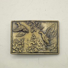 Vintage Brass Duck Goose Wildlife Belt Buckle Nature Hunting Scene