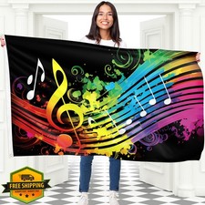 Music Flag 5x3 ft Large Double-Sided Polyester Grommets