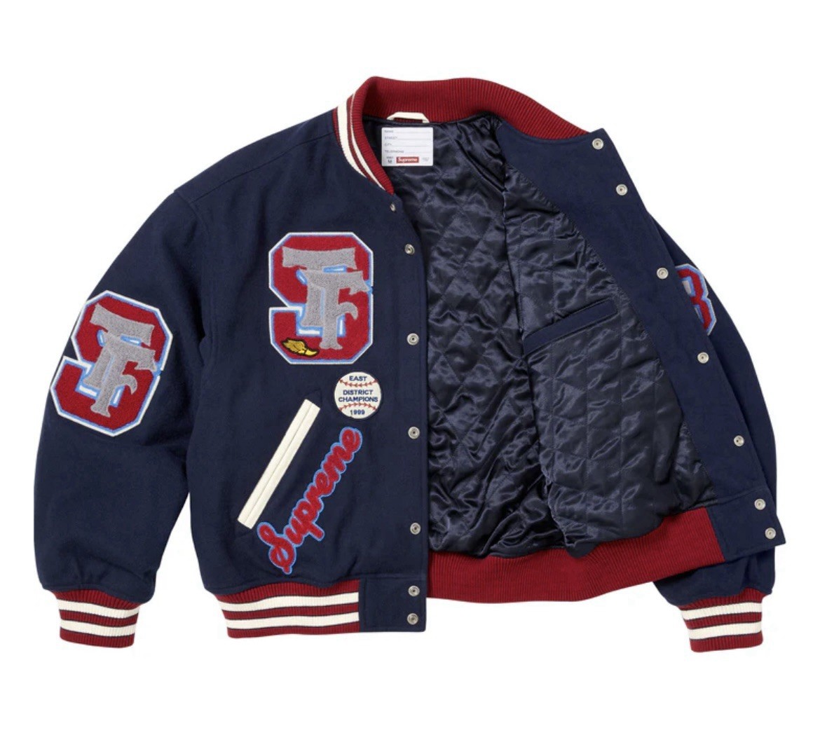 Size Small Supreme Drill Team Varsity Jacket Navy Free Ship🔥 | eBay