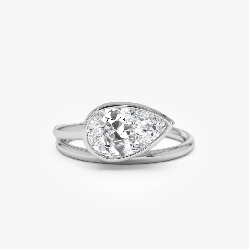 IGI 1.55 CT Pear Lab Grown Diamond 14k Gold Bezel Set Fine Jewelry Gift for Her