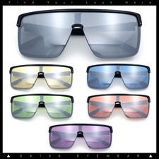 Biohazard Shield Mens Sunglasses UV400 Mirrored Lens Bold Futuristic Oversized