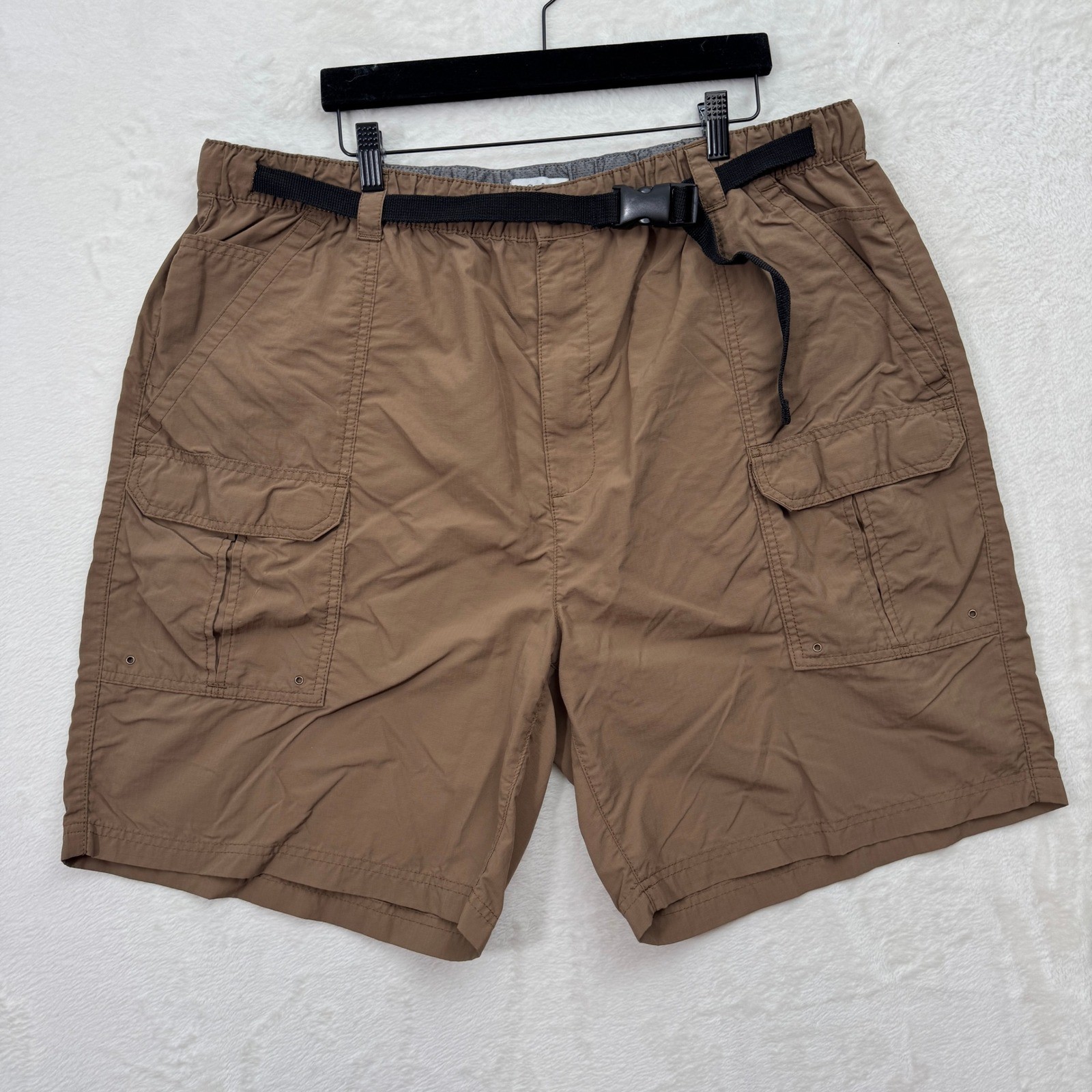 Croft & Barrow Cargo Shorts Mens XXL Brown Ripstop Hiking Belted Utility Nylon