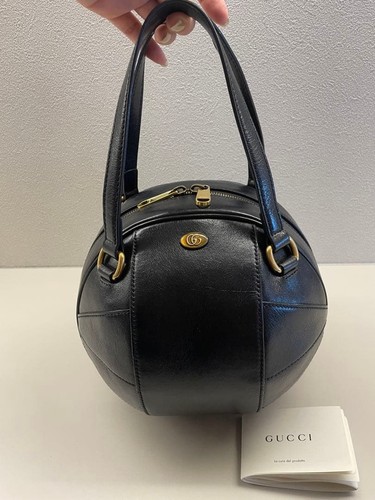 Rare Gucci Hand Bag Black Leather Basketball Ball Authentic Used From Japan